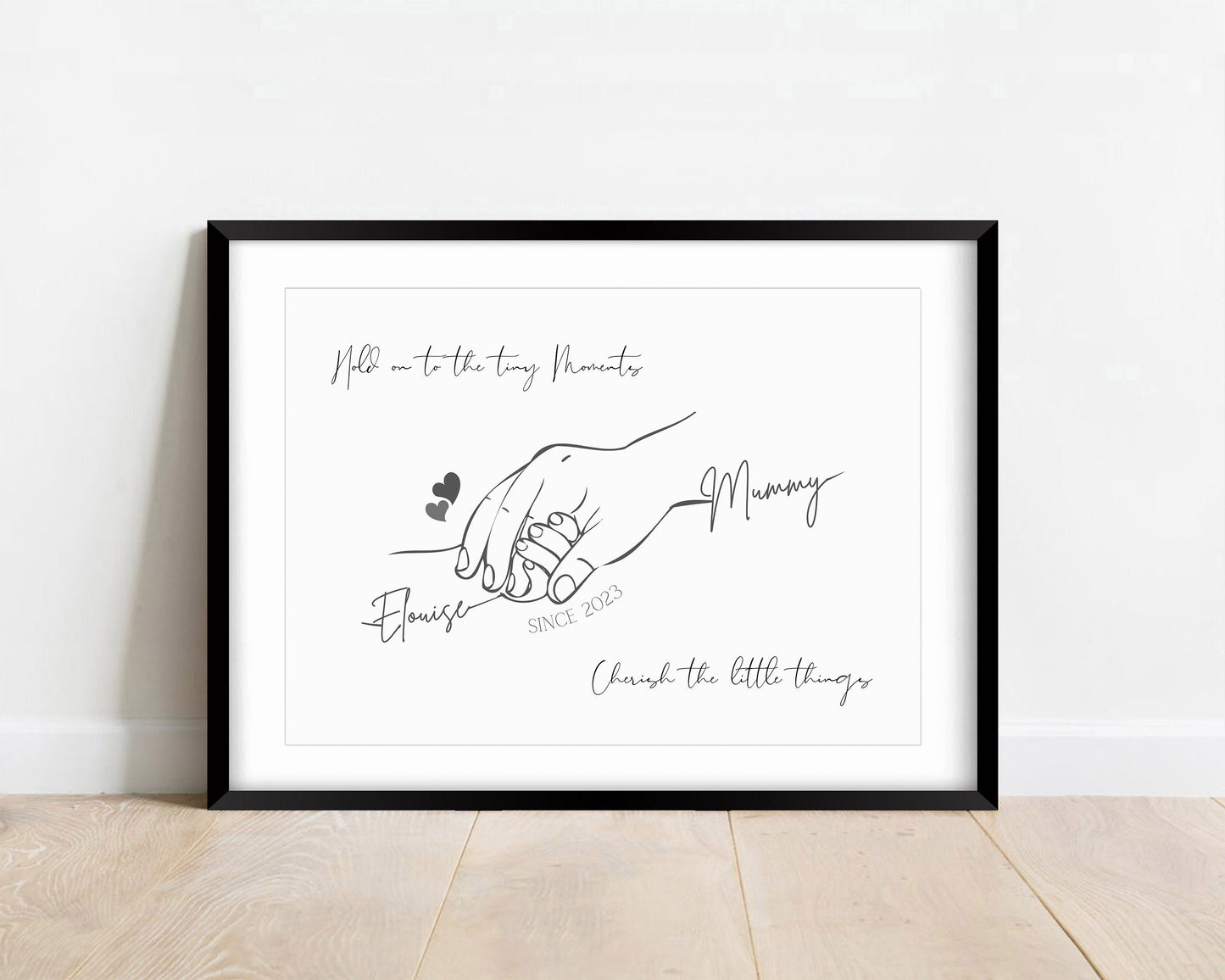 Custom Mummy and Baby Line Art Print: Personalized Mother Gift