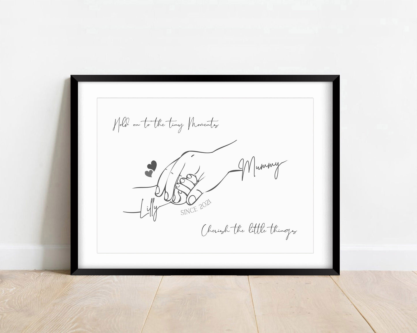 Custom Mummy and Baby Line Art Print: Personalized Mother Gift