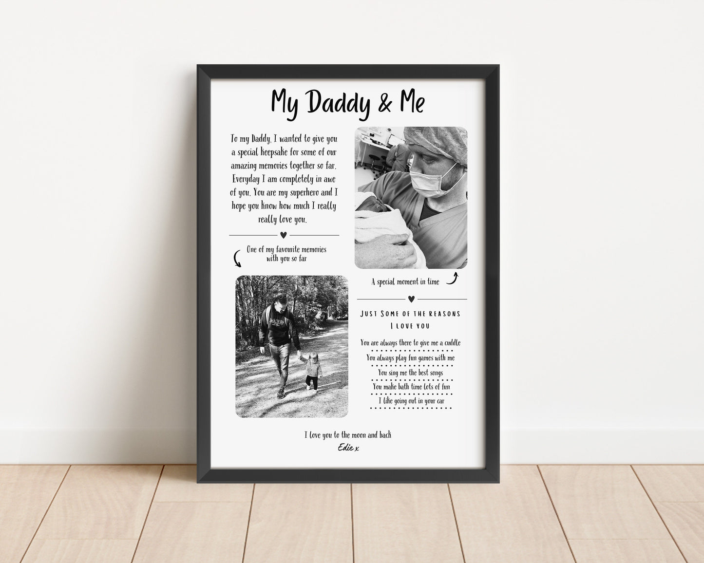 Custom Daddy Print, Family Photo Gift, Dad Birthday Present, Father Christmas Gift, Personalised Daddy Birthday Gift from Son Daughter