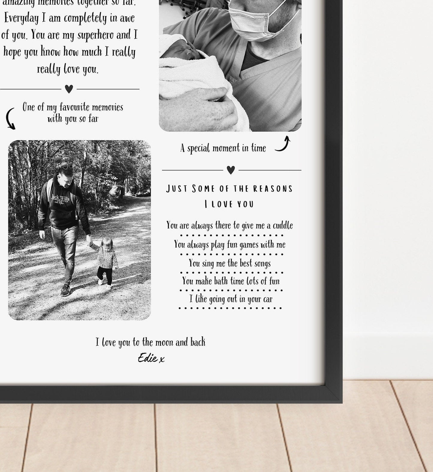 Custom Daddy Print, Family Photo Gift, Dad Birthday Present, Father Christmas Gift, Personalised Daddy Birthday Gift from Son Daughter