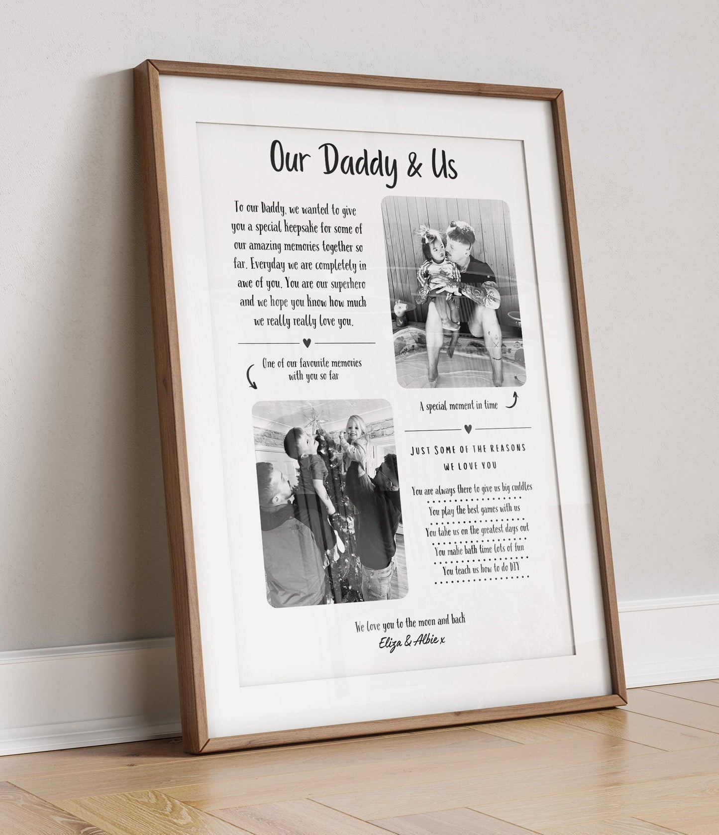 Custom Daddy Print, Family Photo Gift, Dad Birthday Present, Father Christmas Gift, Personalised Daddy Birthday Gift from Son Daughter