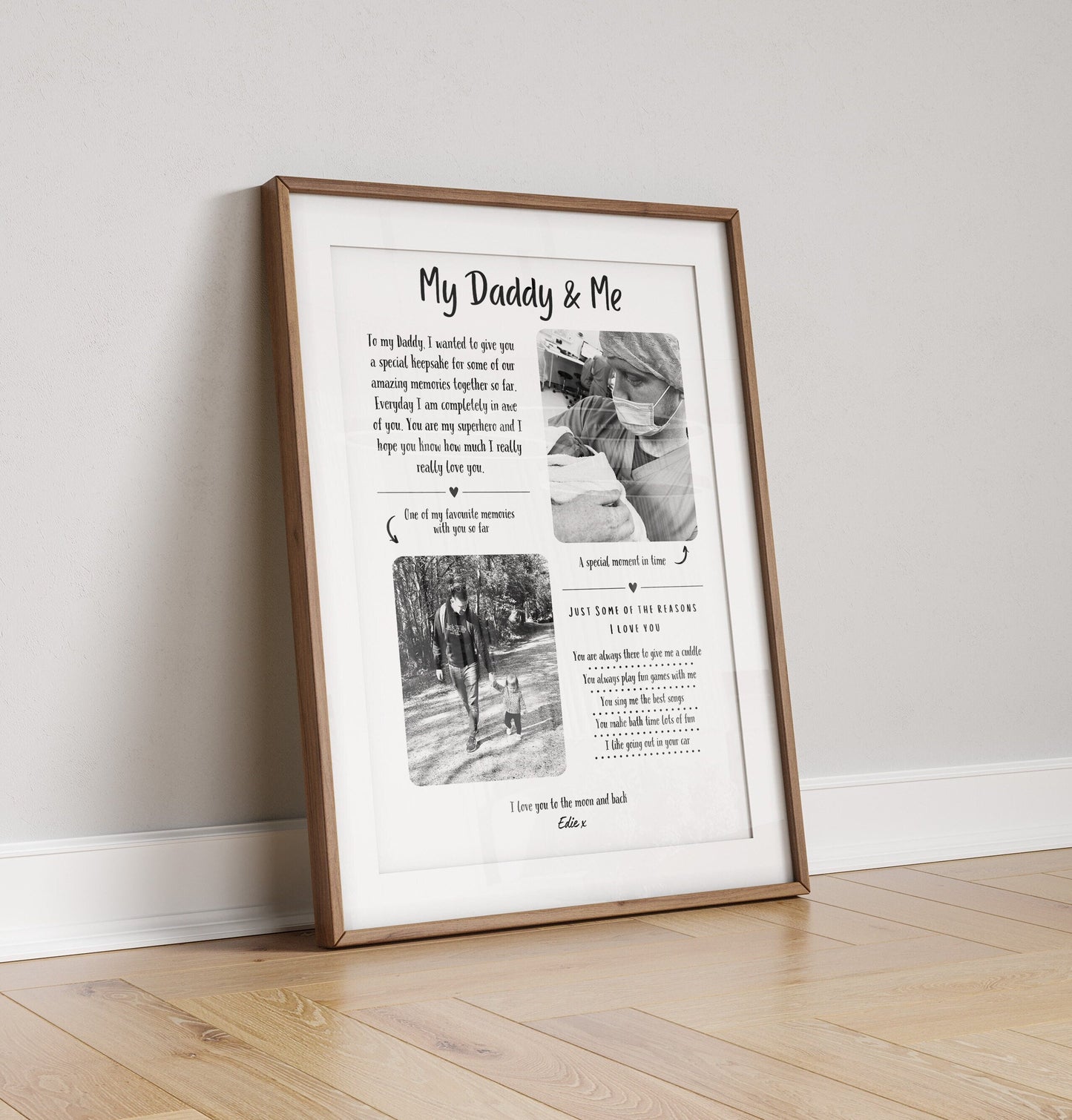 Custom Daddy Print, Family Photo Gift, Dad Birthday Present, Father Christmas Gift, Personalised Daddy Birthday Gift from Son Daughter