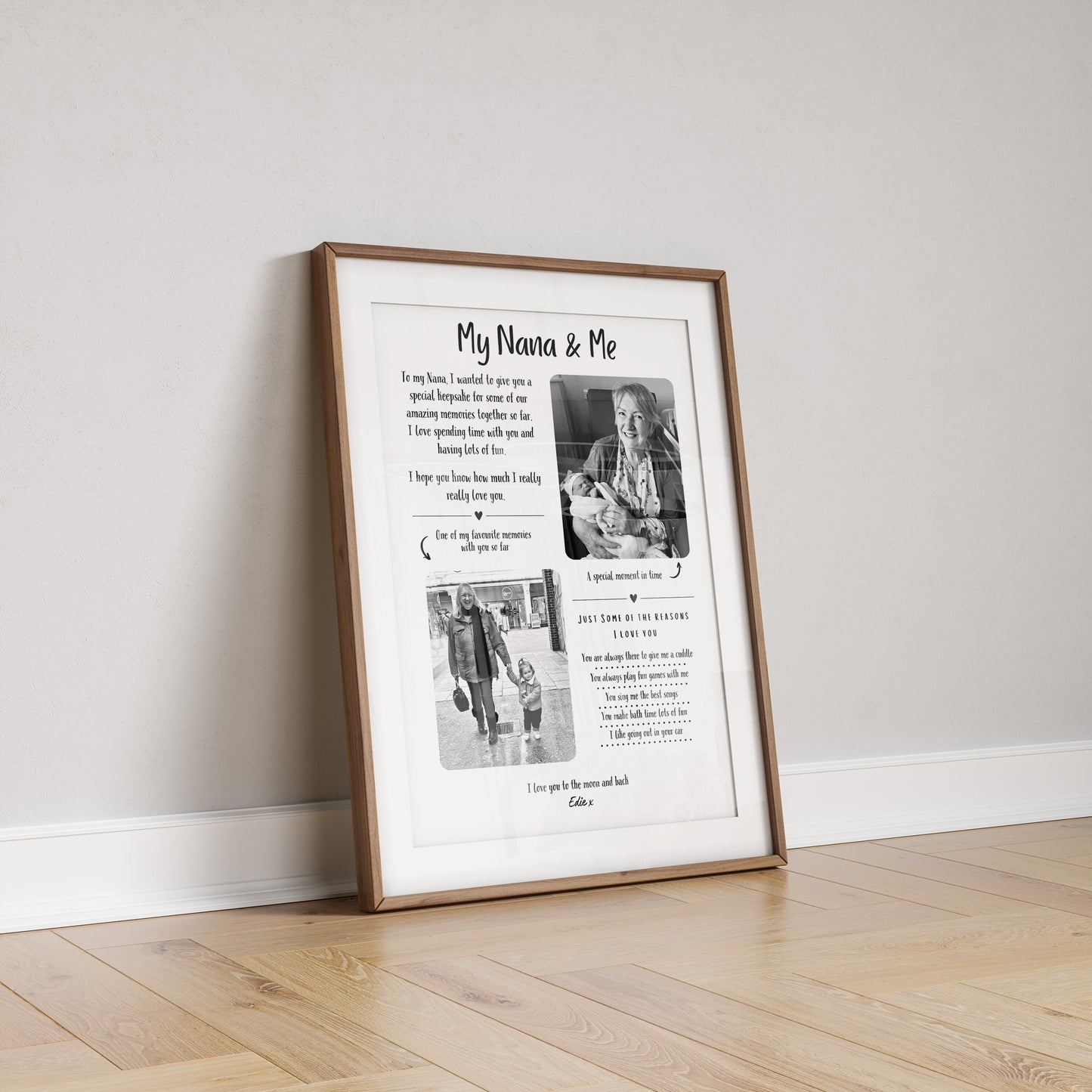 Custom Nana Photo Print: Sentimental Nanny Birthday Gift