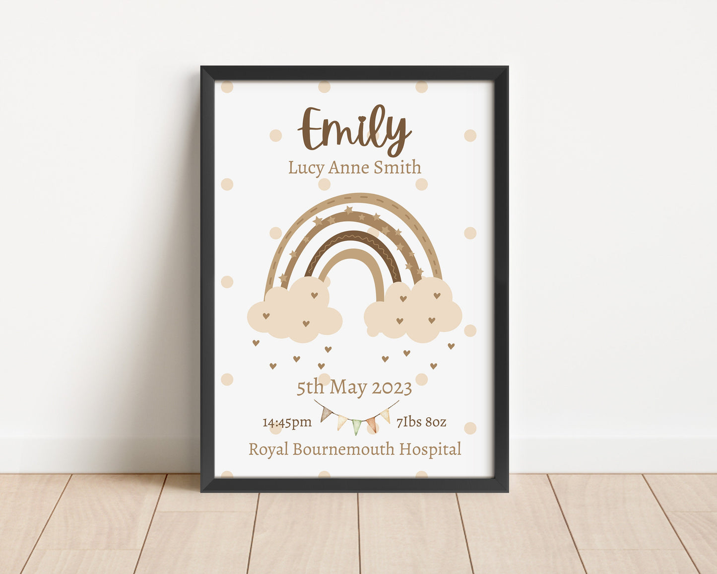 Personalised Baby Birth Stats Print, Boho Rainbow Nursery Decor (Digital Print)