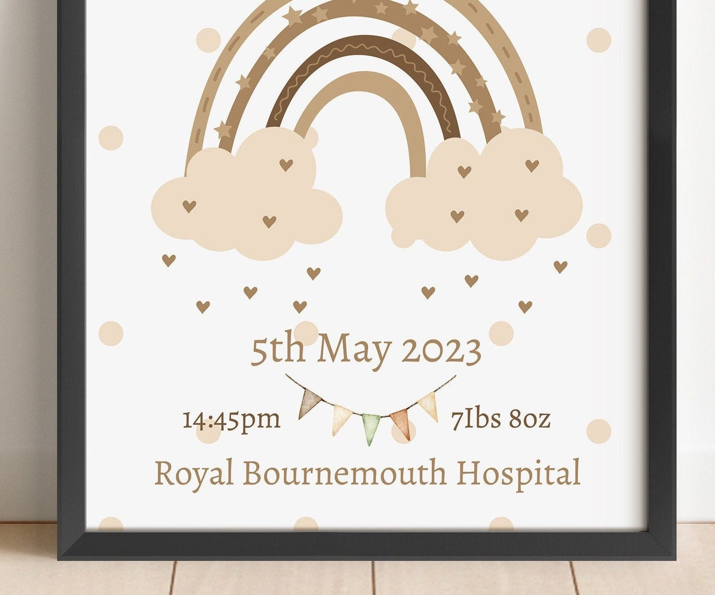 Personalised Baby Birth Stats Print, Boho Rainbow Nursery Decor (Digital Print)