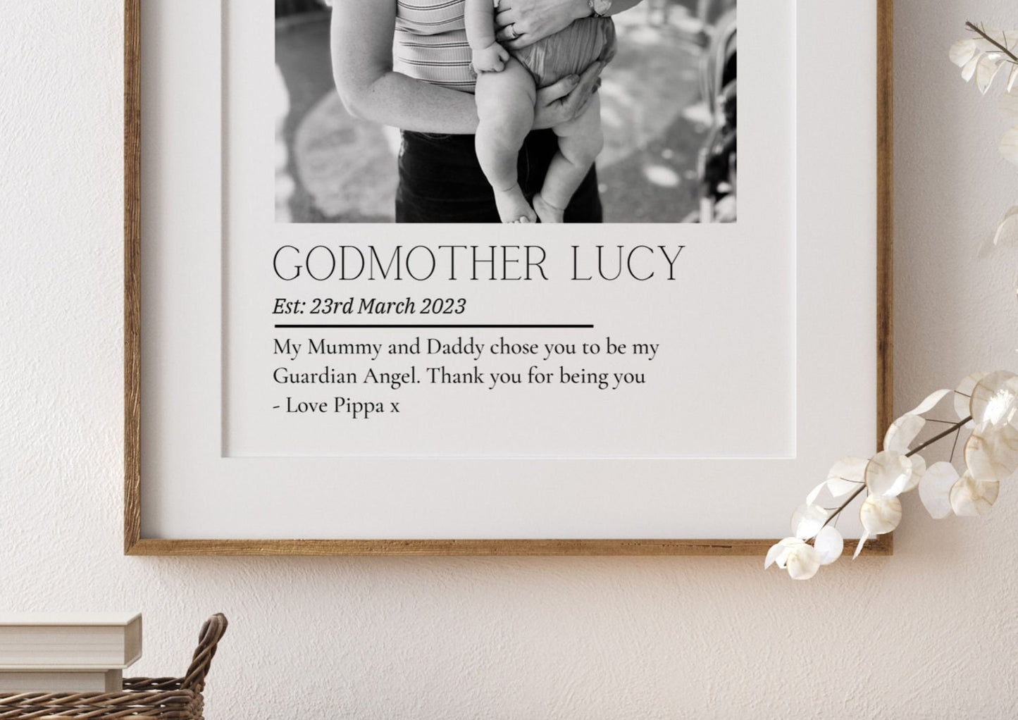 Personalised Godmother Photo Print: Sentimental Godparent Gift