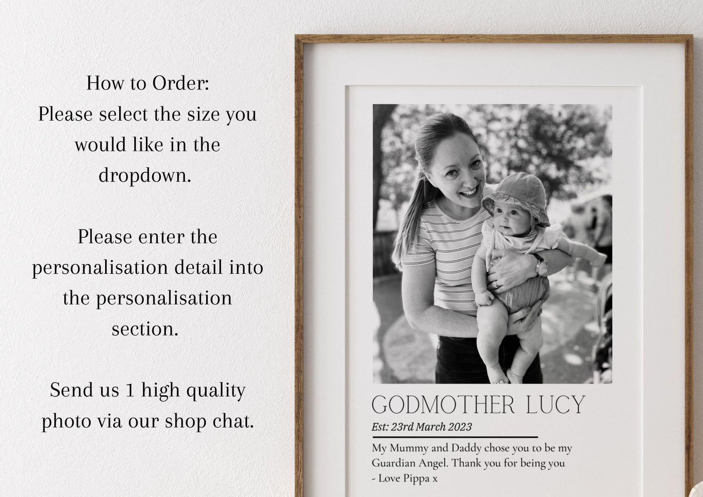 Personalised Godmother Photo Print: Sentimental Godparent Gift