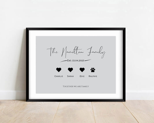 Custom Family Name Print: Personalized Pet & Date Wall Art