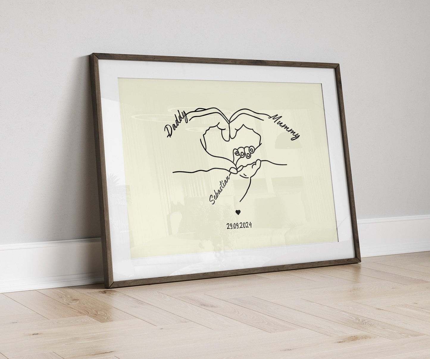 Personalised Newborn Line Art Print, New Family Gift