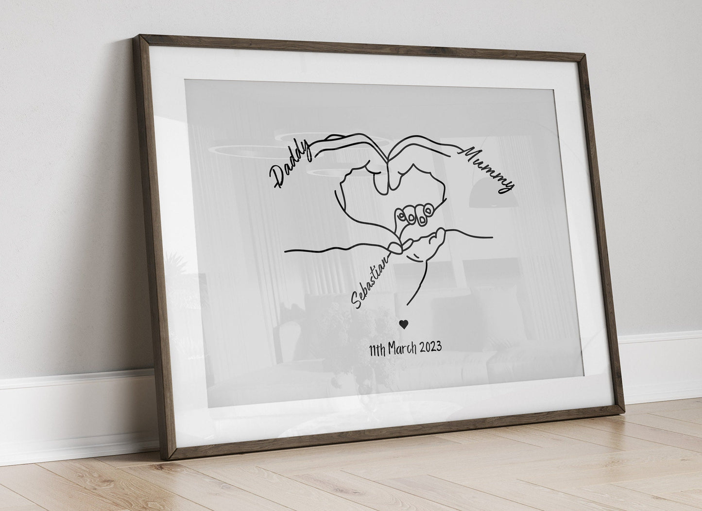 Personalised Newborn Line Art Print, New Family Gift