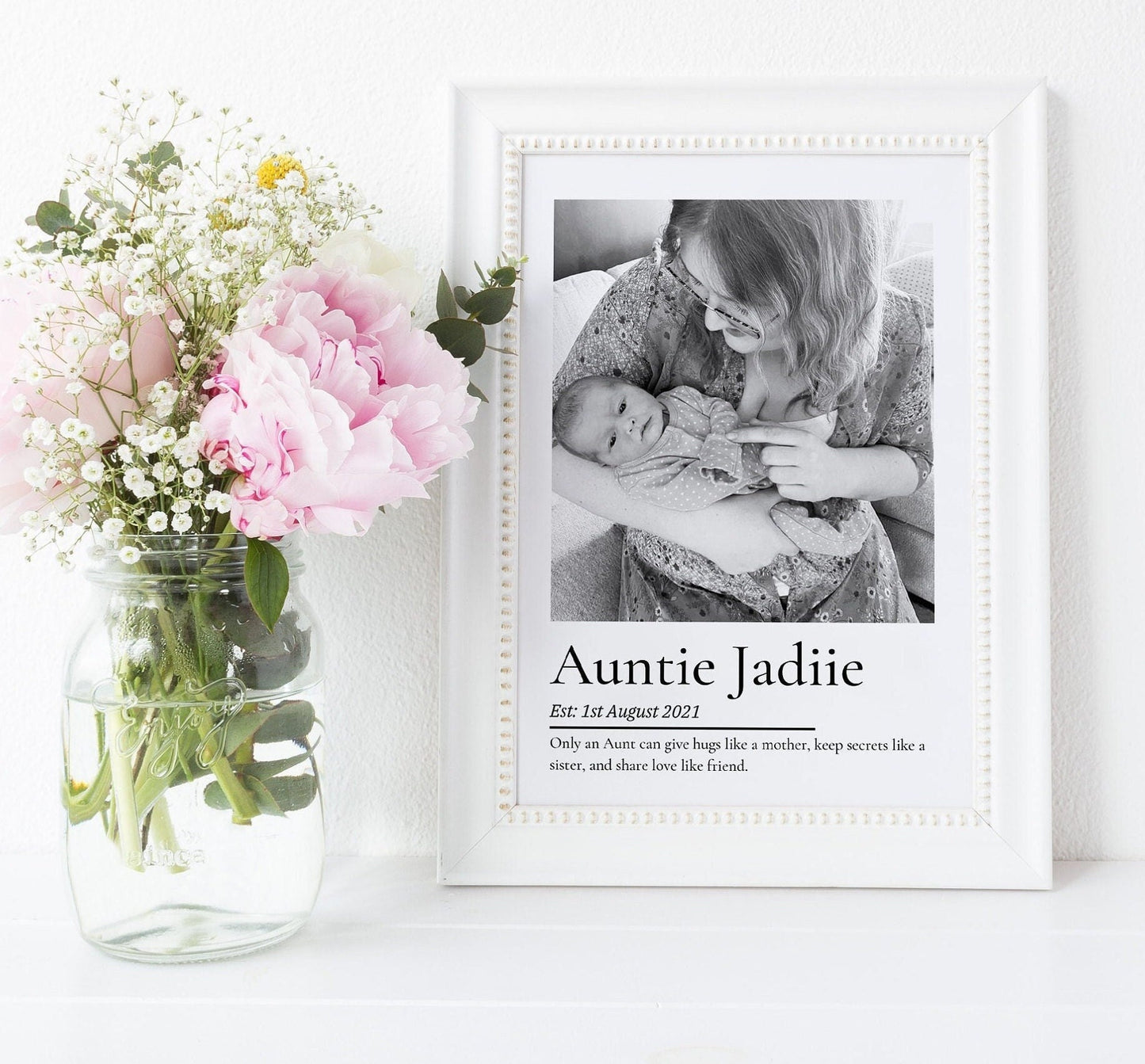 Personalsied Auntie Photo Gift Print, Birthday Christmas Present for Aunty
