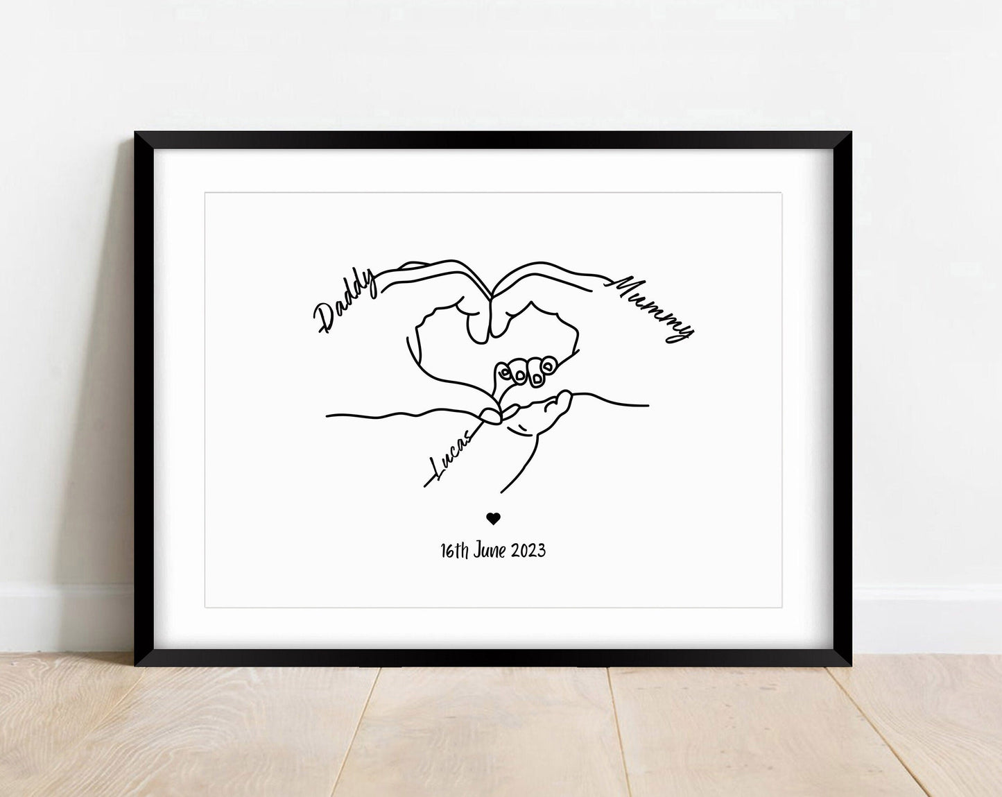 Personalised Newborn Line Art Print, New Family Gift