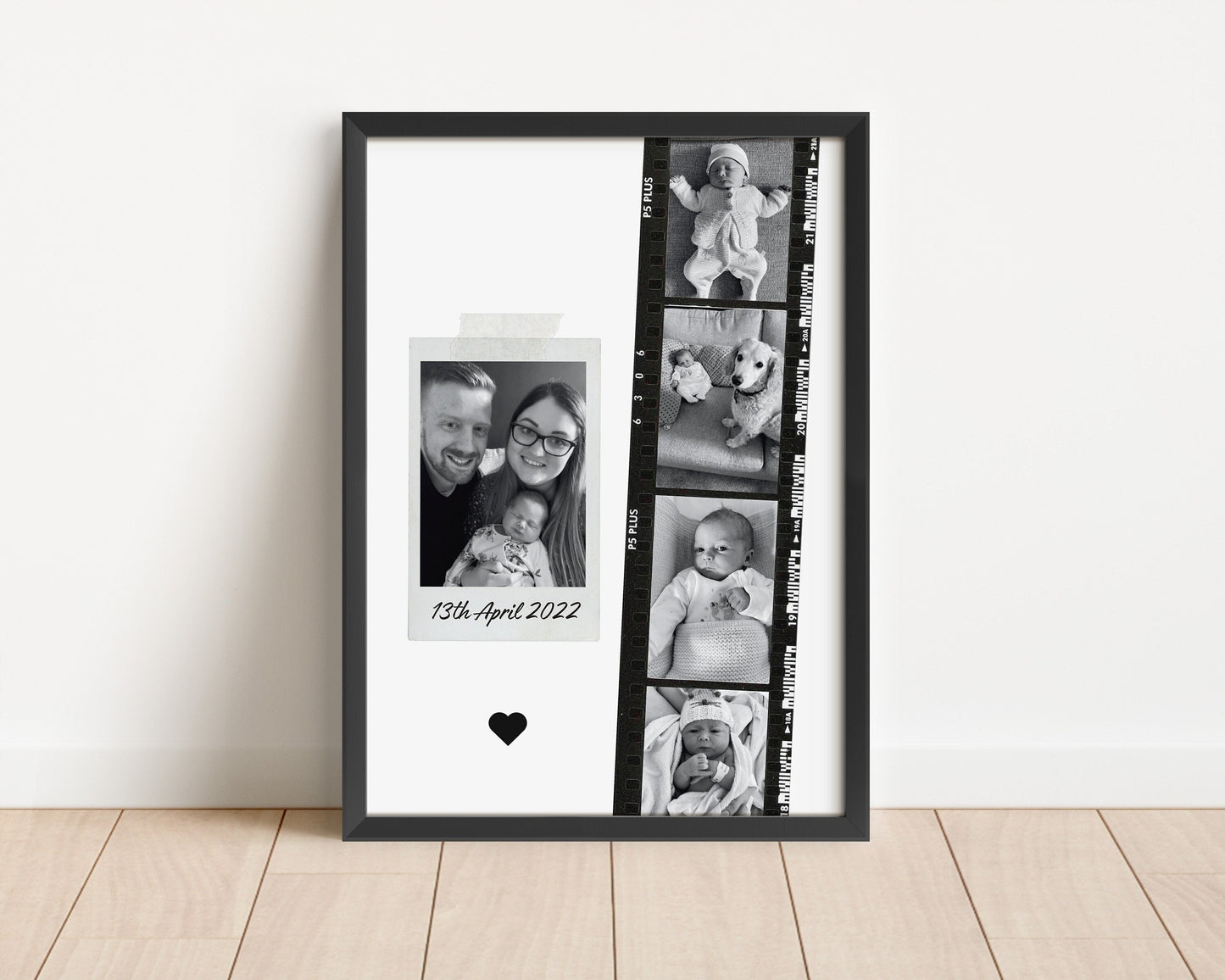 Personalised Baby Photo Strip Print: Newborn Keepsake Wall Art