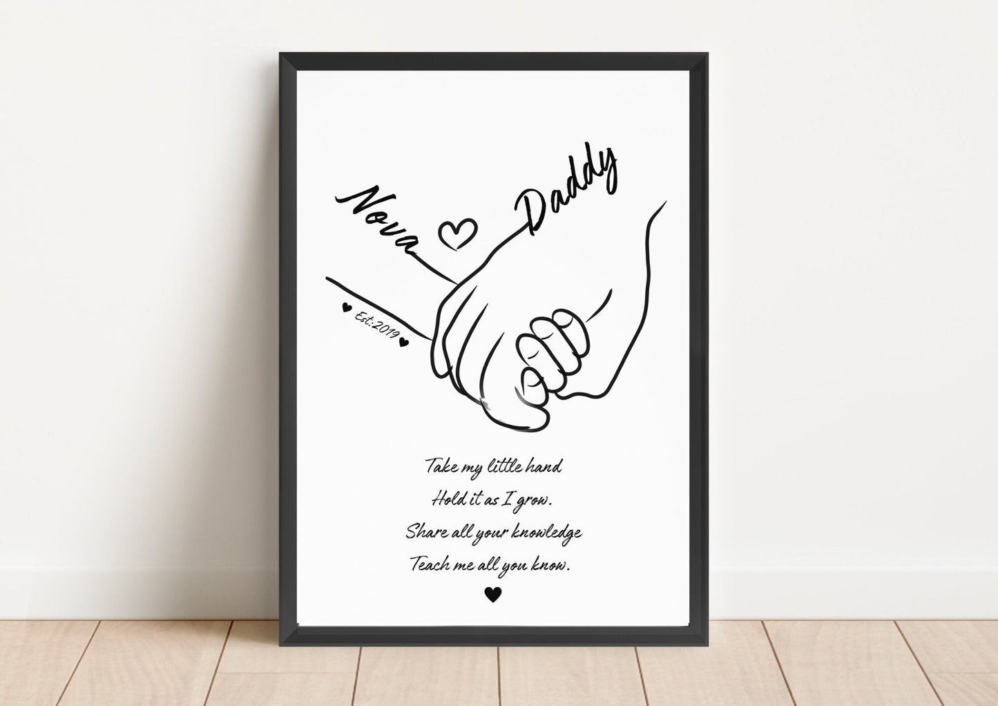 Custom Father Daughter Art Print: Personalised Dad Gift, Christmas Line Art Keepsake