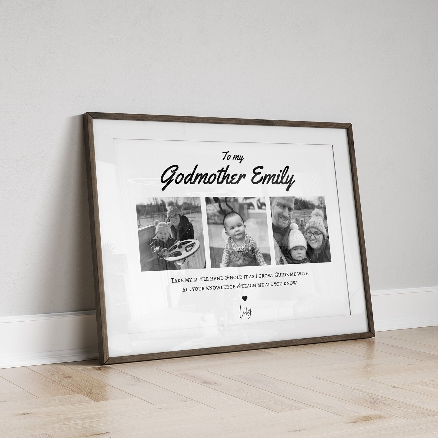 Personalized Godmother Photo Gift Print: Custom Godparent Wall Art