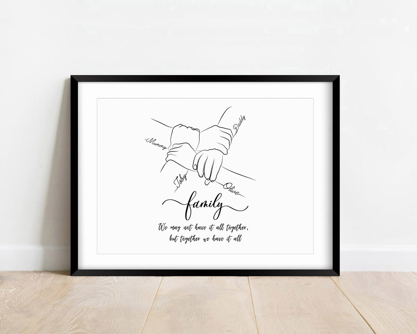 Personalized Family Line Art Print: Custom Names Poster