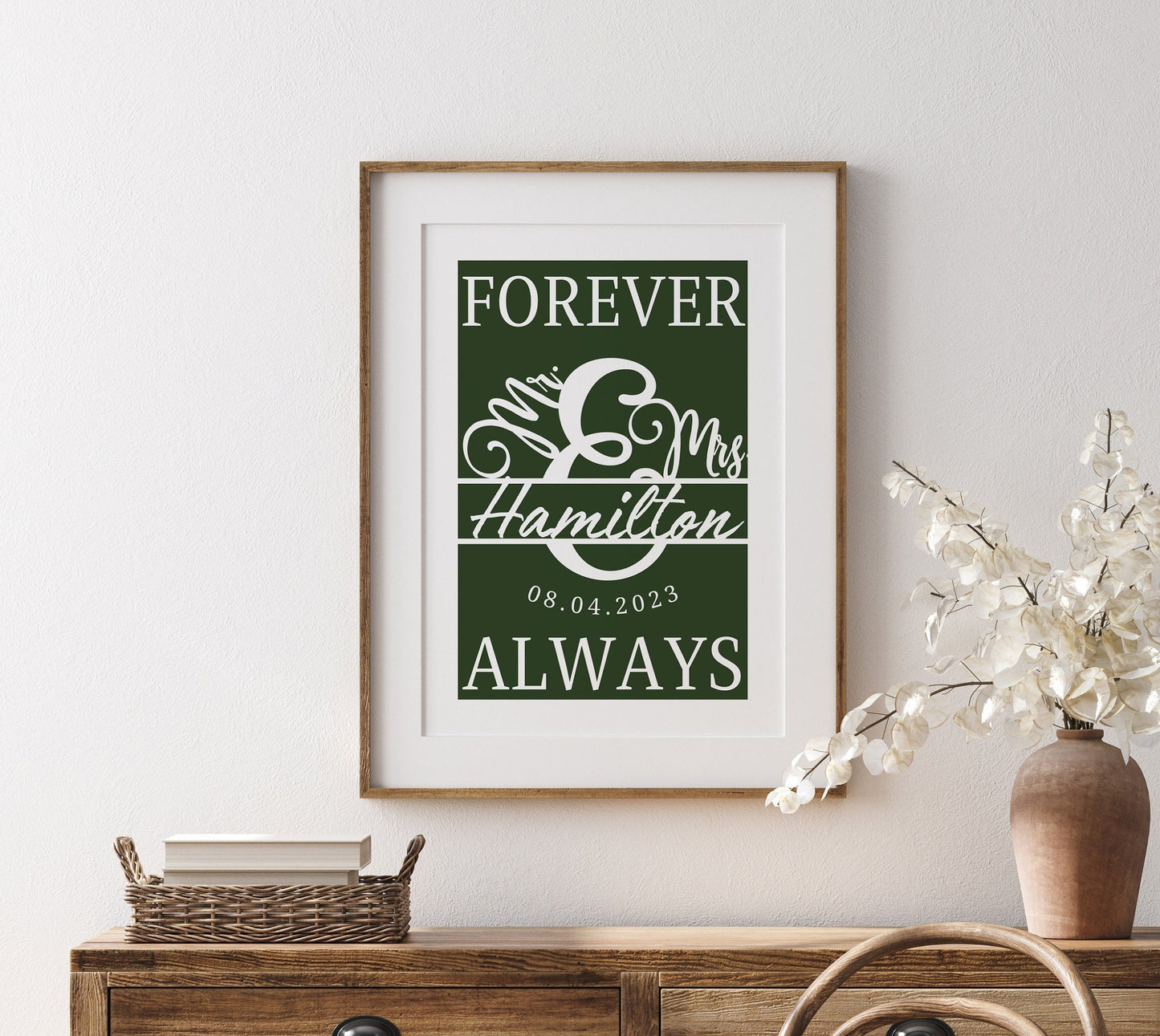 Personalised Wedding Date Print: Minimalist Anniversary Wall Art