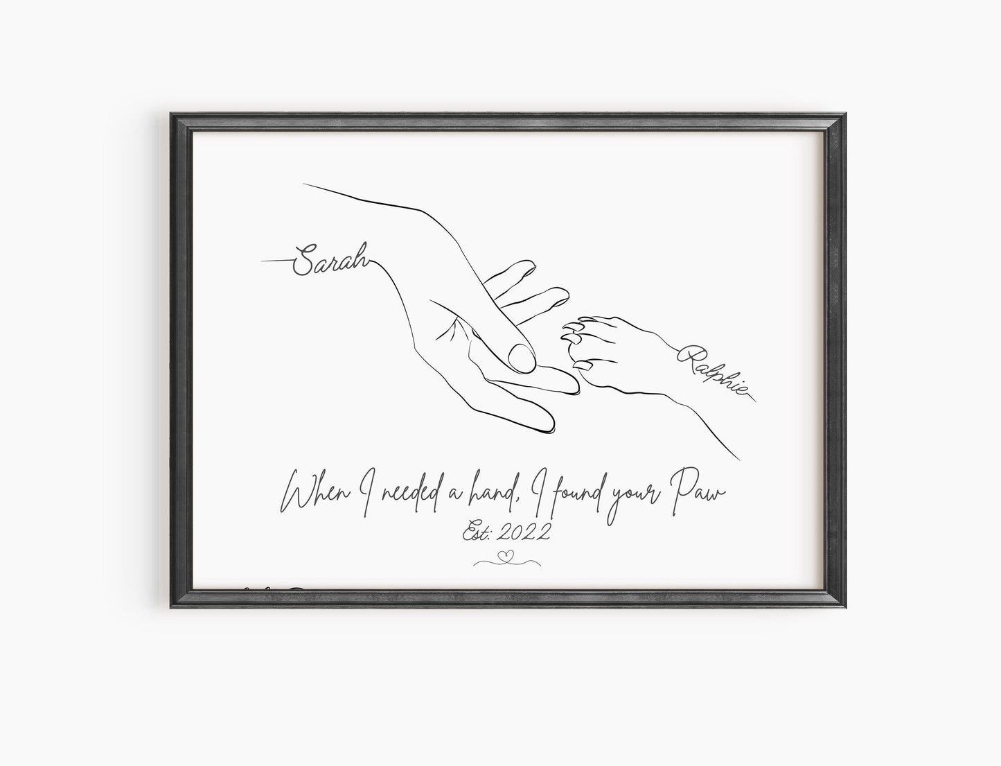 Custom Pet and Owner Paw Print - Minimalist Keepsake Art