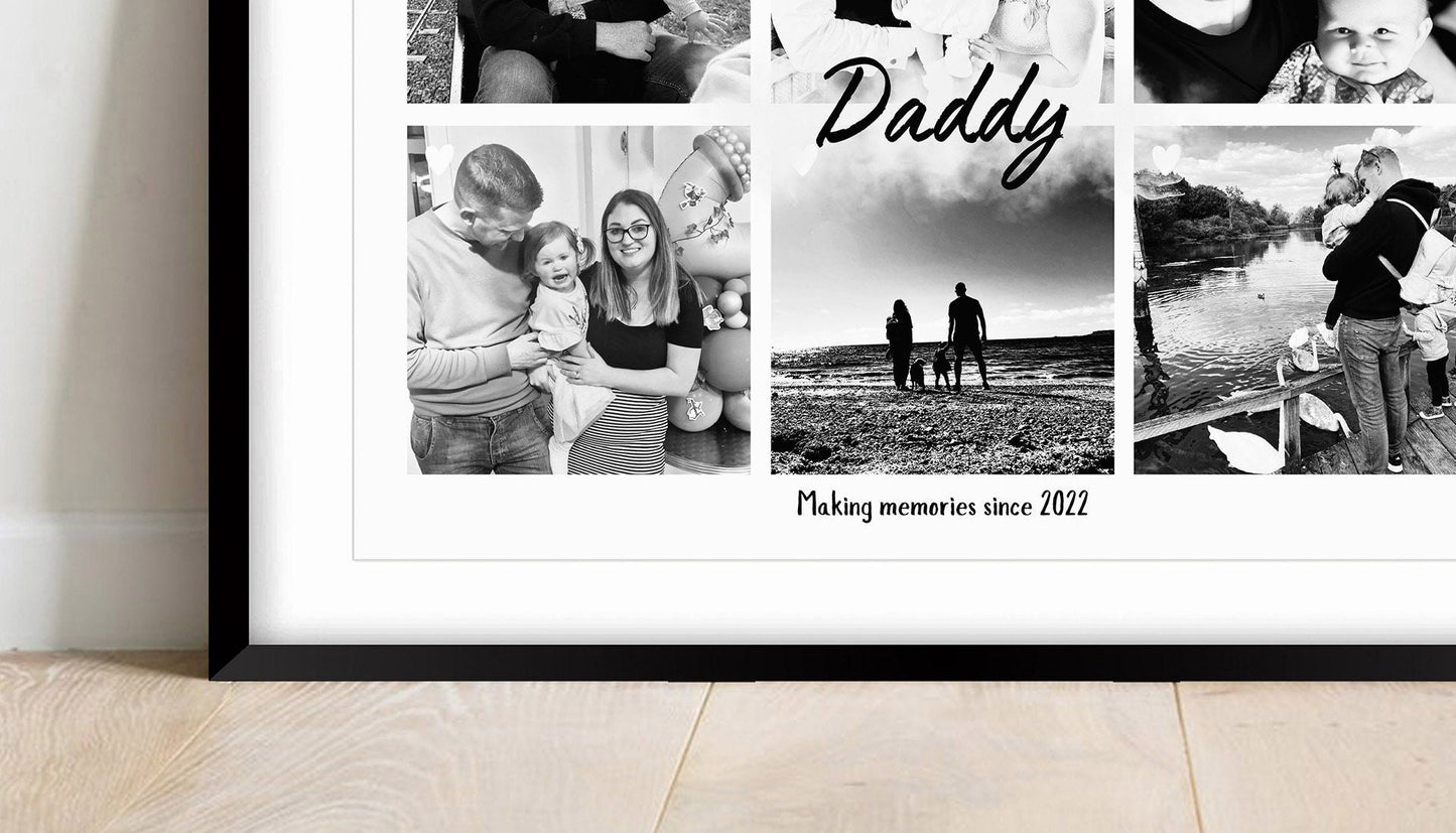 Personalised Daddy Photo Collage, Father's Day Gift,  Picture Frame for Dad, Birthday Gift for Him, Family Photo Print, Unique Dad Gift Art