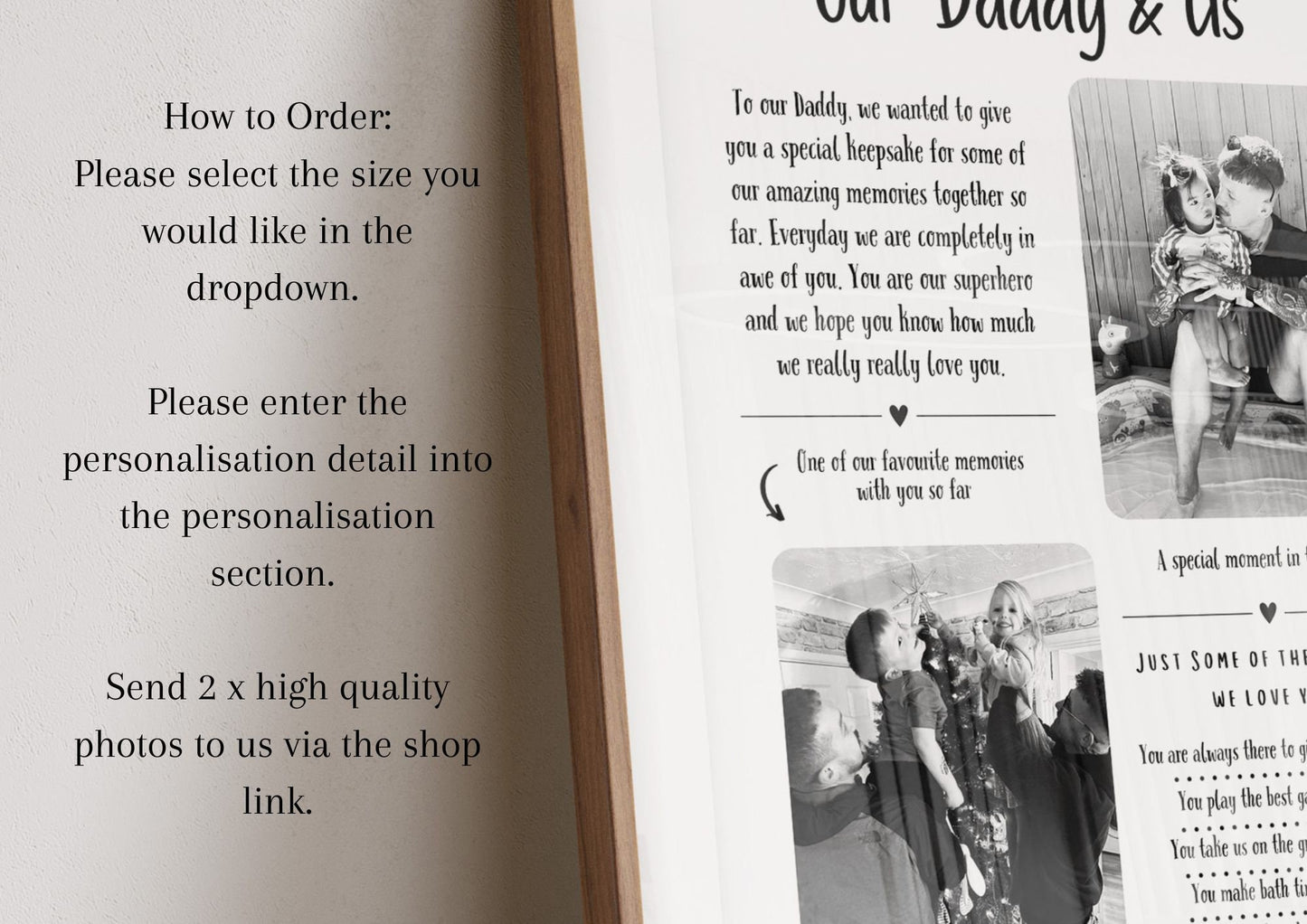 Custom Daddy Print, Family Photo Gift, Dad Birthday Present, Father Christmas Gift, Personalised Daddy Birthday Gift from Son Daughter