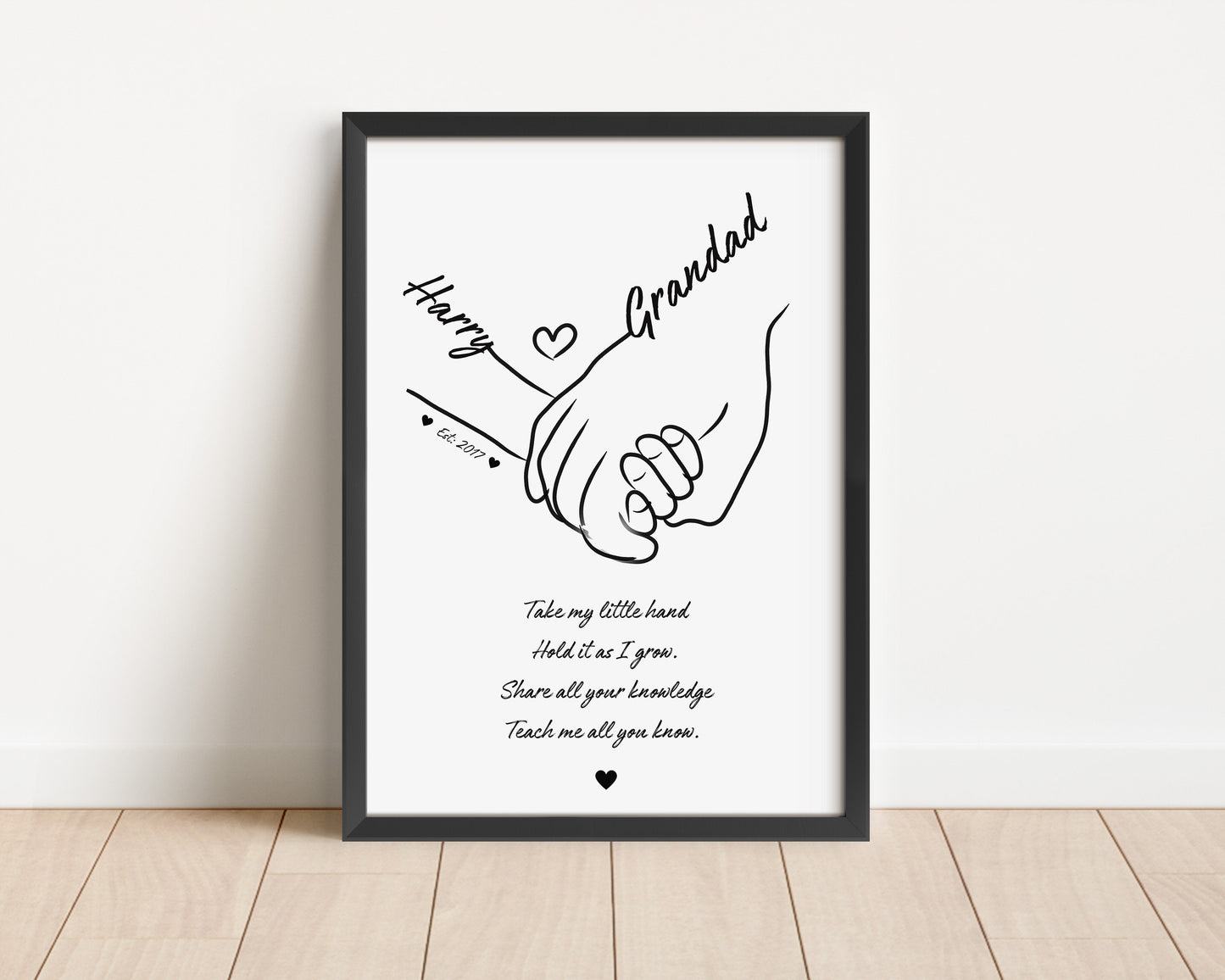 Personalised Grandparent Handprint Art: Custom Grandad Gift