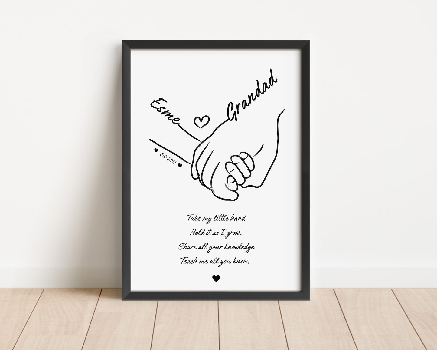 Personalised Grandparent Handprint Art: Custom Grandad Gift