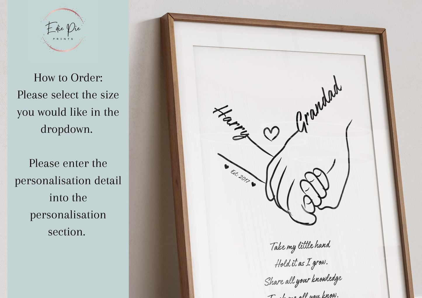 Personalised Grandparent Handprint Art: Custom Grandad Gift