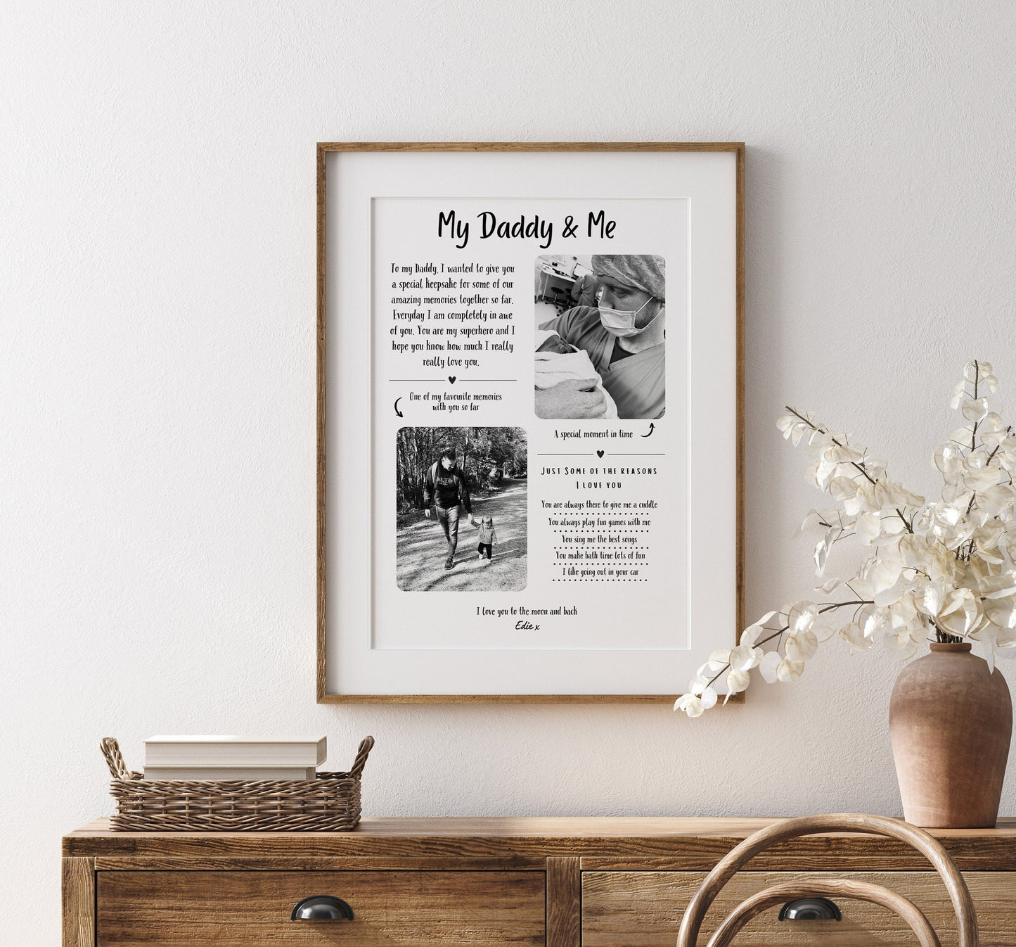 Custom Daddy Print, Family Photo Gift, Dad Birthday Present, Father Christmas Gift, Personalised Daddy Birthday Gift from Son Daughter