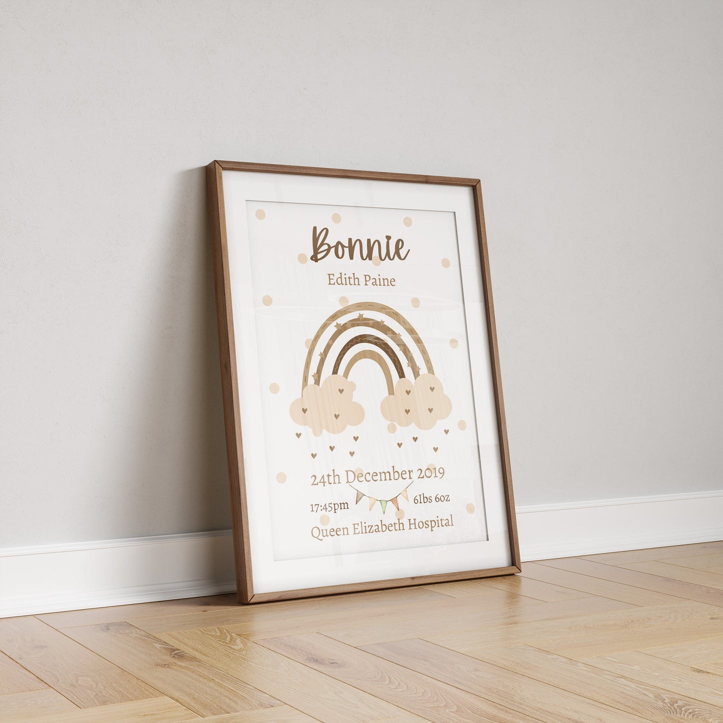 Personalised Baby Birth Stats Print, Boho Rainbow Nursery Decor (Digital Print)