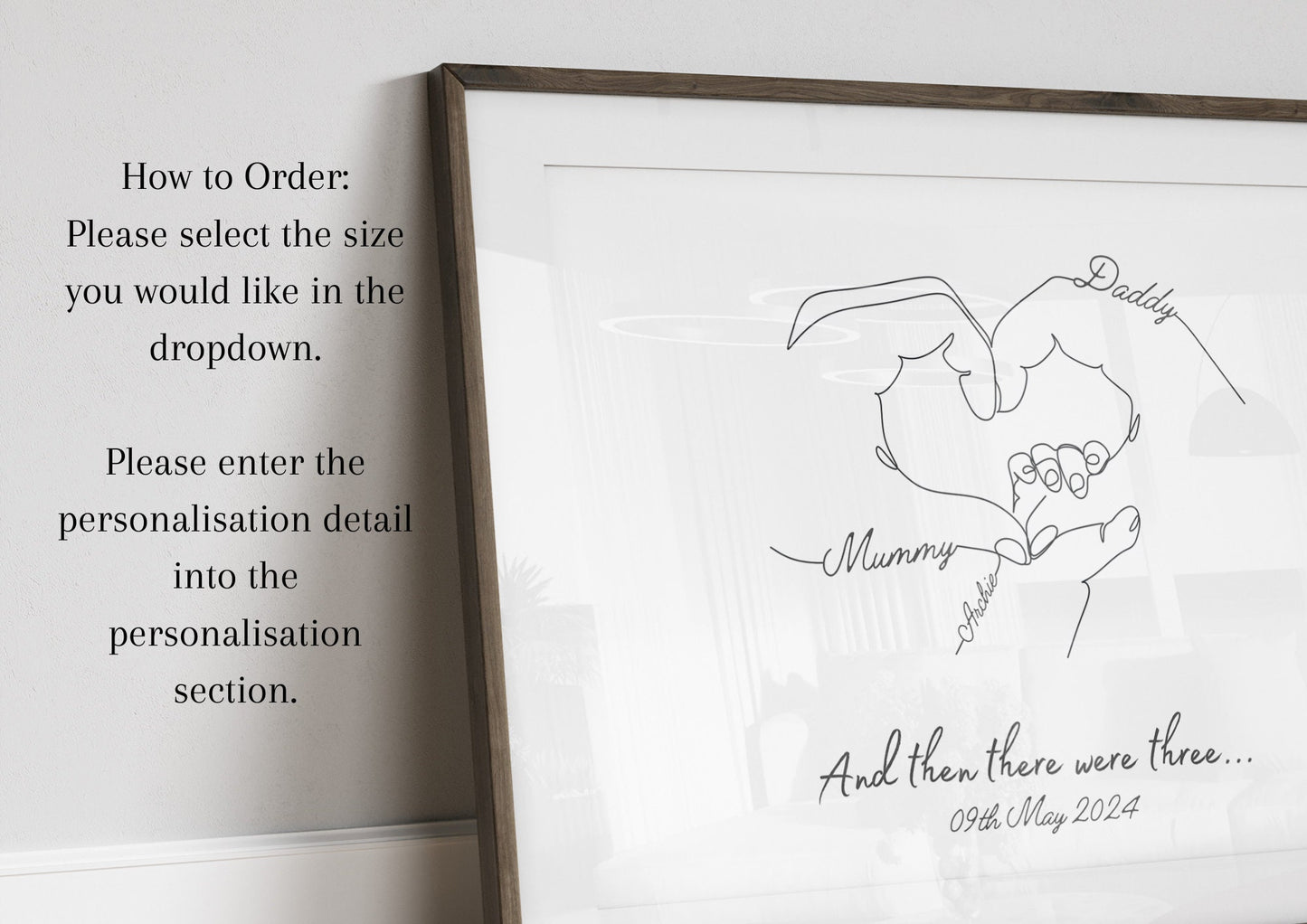 Personalised Family Hands Print, Custom Baby Keepsake, New Parent Gift