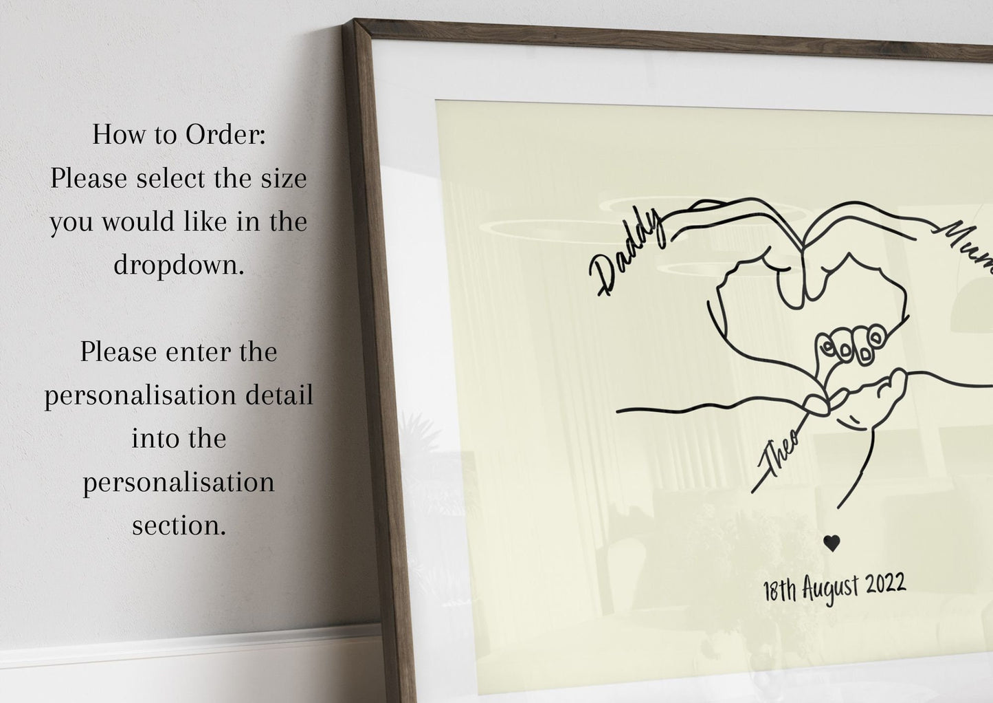 Personalised Newborn Line Art Print, New Family Gift