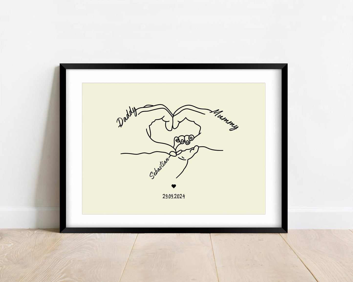Personalised Newborn Line Art Print, New Family Gift