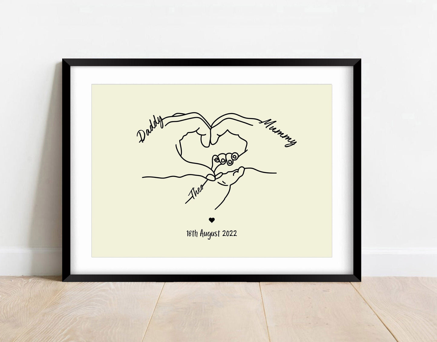 Personalised Newborn Line Art Print, New Family Gift