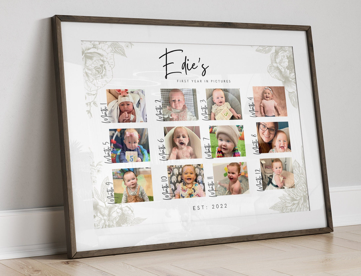 Personalized Baby's First Year Photo Collage Print - Milestone Keepsake