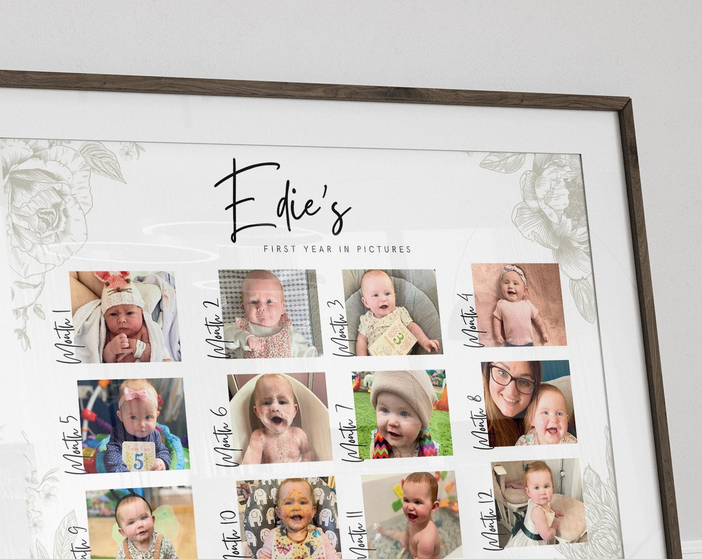 Personalized Baby's First Year Photo Collage Print - Milestone Keepsake