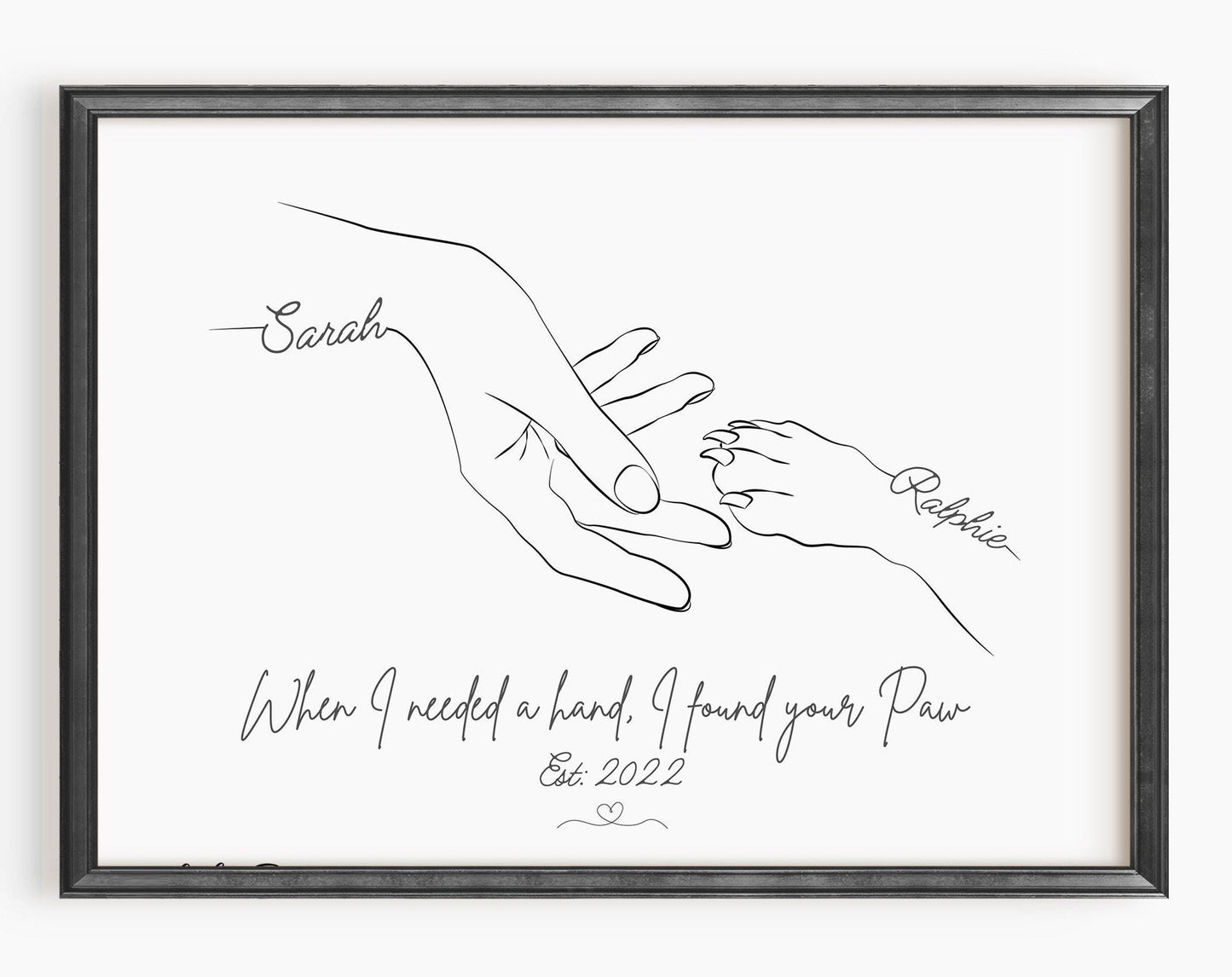 Custom Pet and Owner Paw Print - Minimalist Keepsake Art