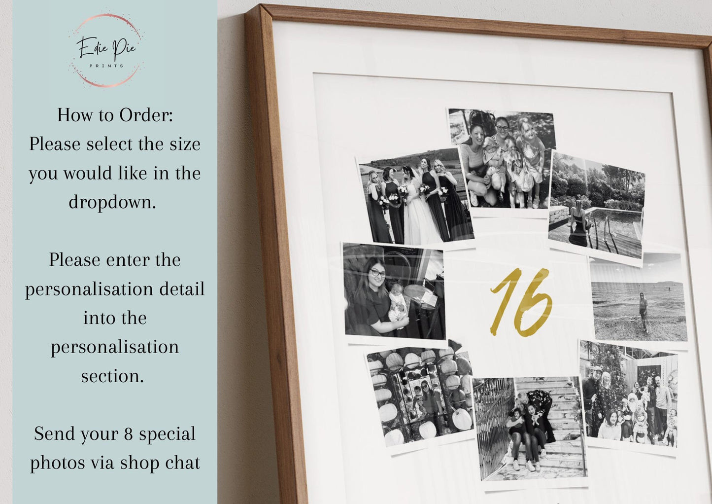 Personalised 16th Birthday Photo Collage, Sweet 16 Celebration Gift, Son Daughter Sentimental Framed Keepsake