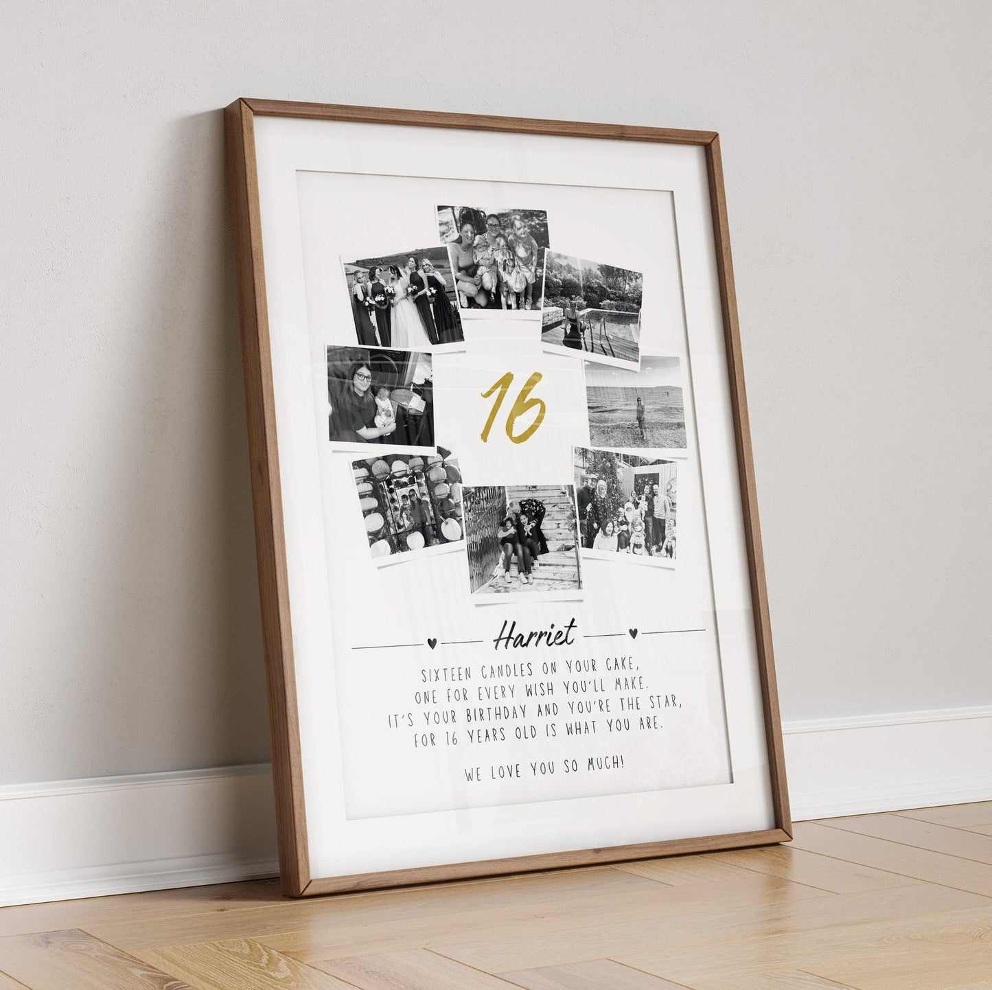 Personalised 16th Birthday Photo Collage, 16th Birthday Gift, 16th Birthday Wall Art, Polaroid Photo Decor, Sweet Sixteen Gift for Daughter