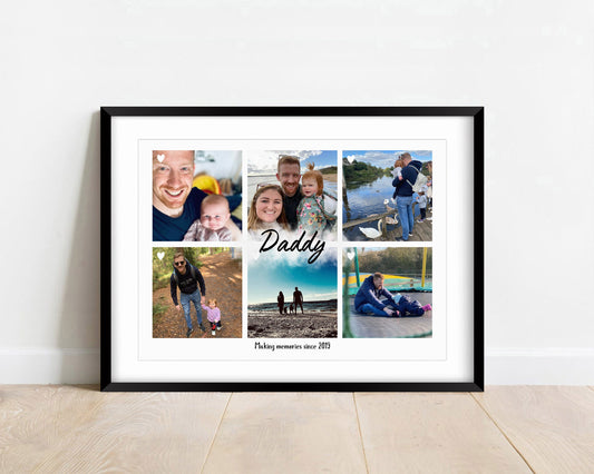 Personlised Dad Photo Collage Gift, Daddy Framed Print, Father Christmas Gift Wall Art