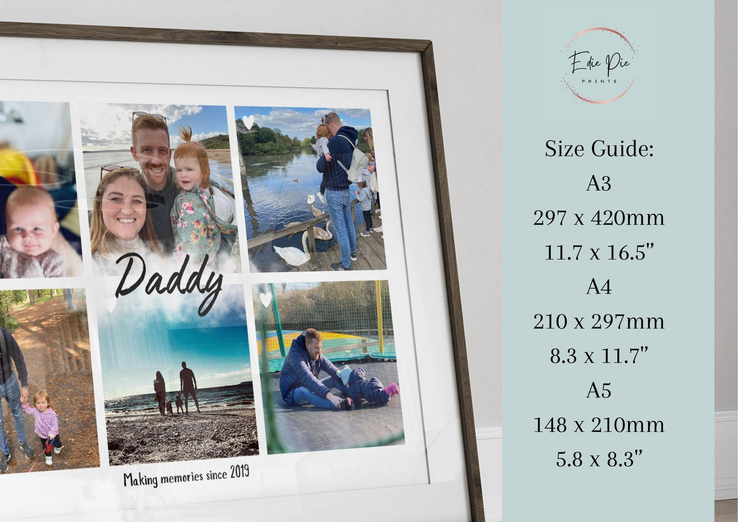 Personalised Daddy Photo Collage, Father's Day Gift,  Picture Frame for Dad, Birthday Gift for Him, Family Photo Print, Unique Dad Gift Art