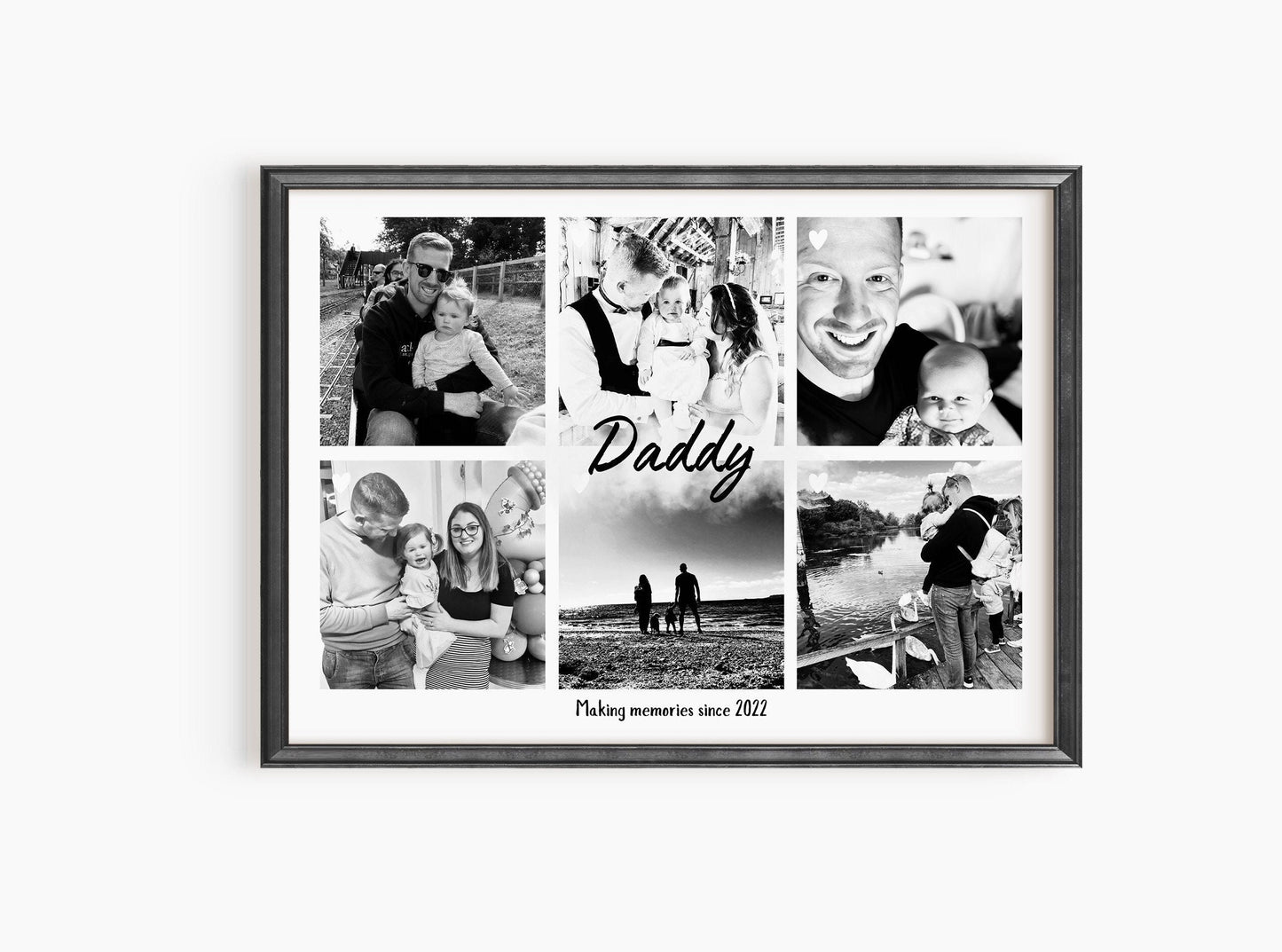 Personlised Dad Photo Collage Gift, Daddy Framed Print, Father Christmas Gift Wall Art