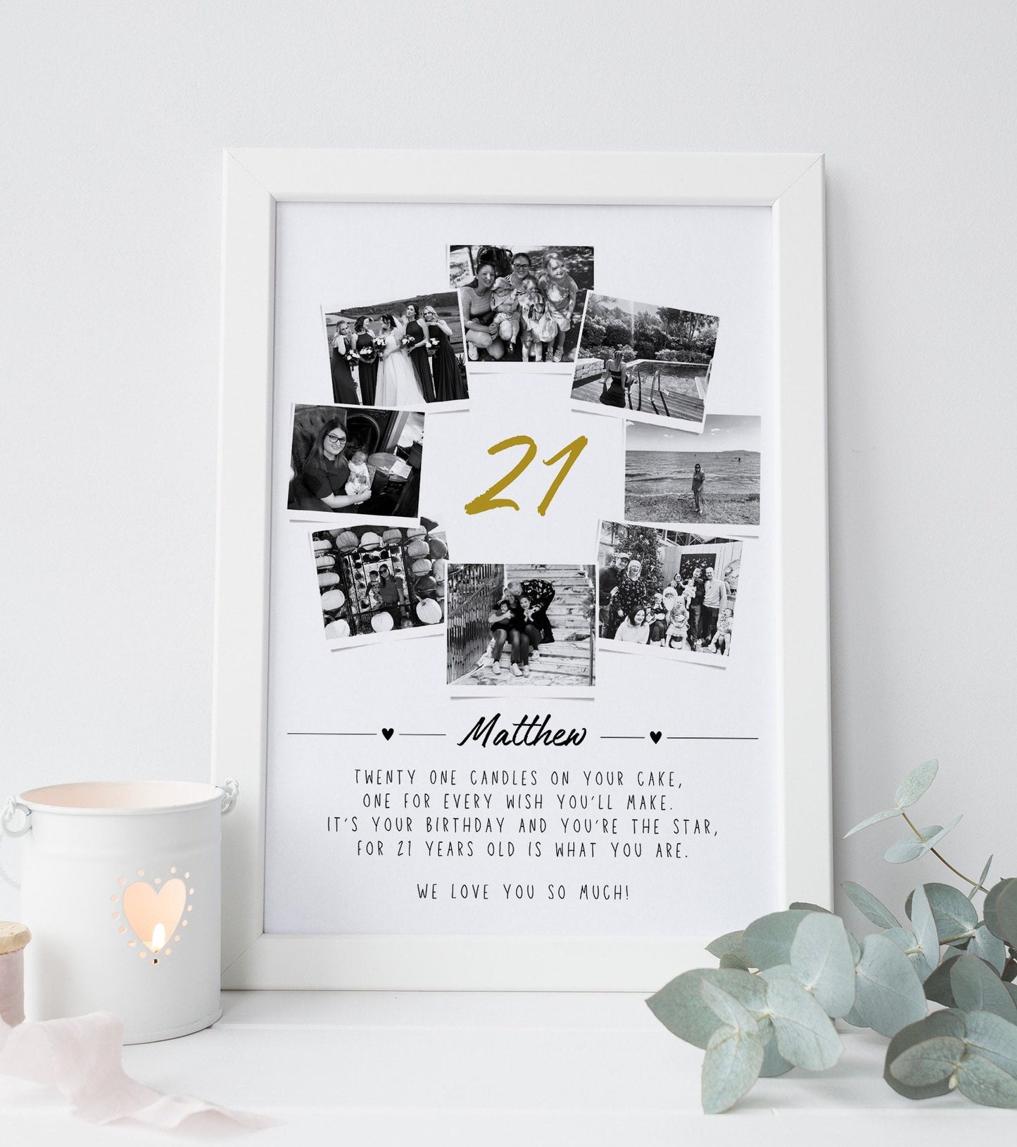 Personalised 21st Birthday Photo Collage, 21st Birthday Gift, 21st Framed Poster, Polaroid Photo Decor, 21 Years Old Gift Best Friend
