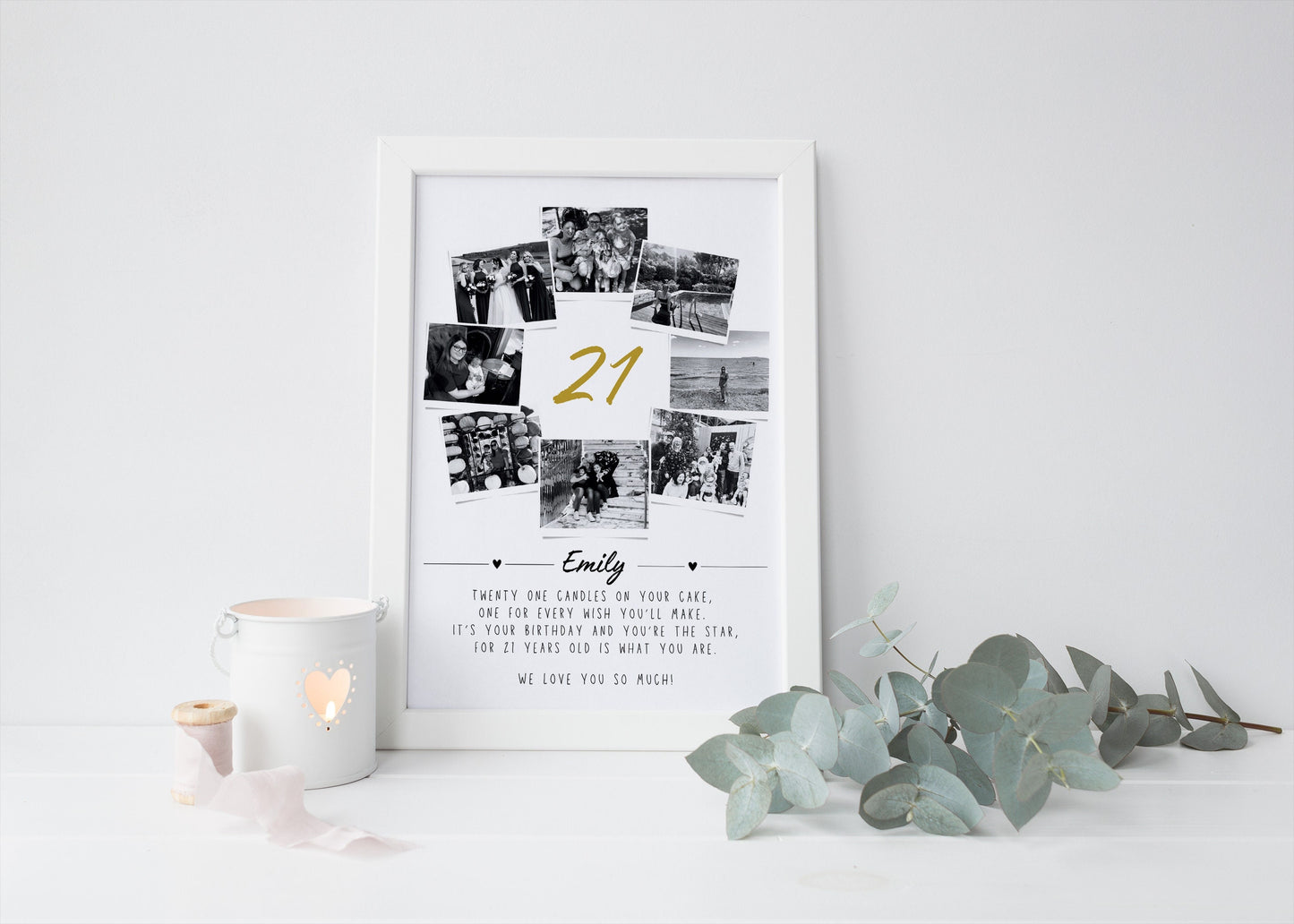 Personalised 21st Birthday Photo Collage Print: Keepsake Gift