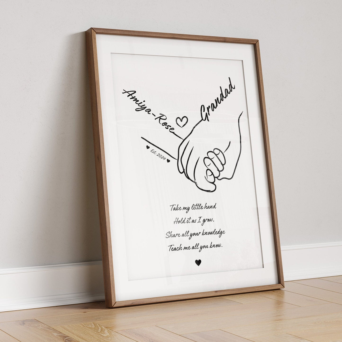 Personalised Grandparent Handprint Art: Custom Grandad Gift