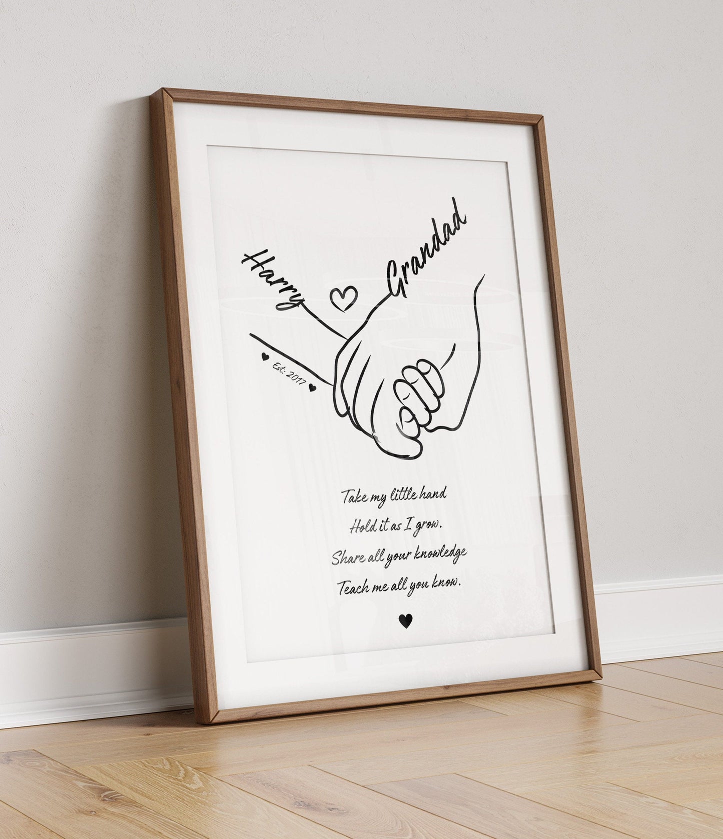 Personalised Grandparent Handprint Art: Custom Grandad Gift