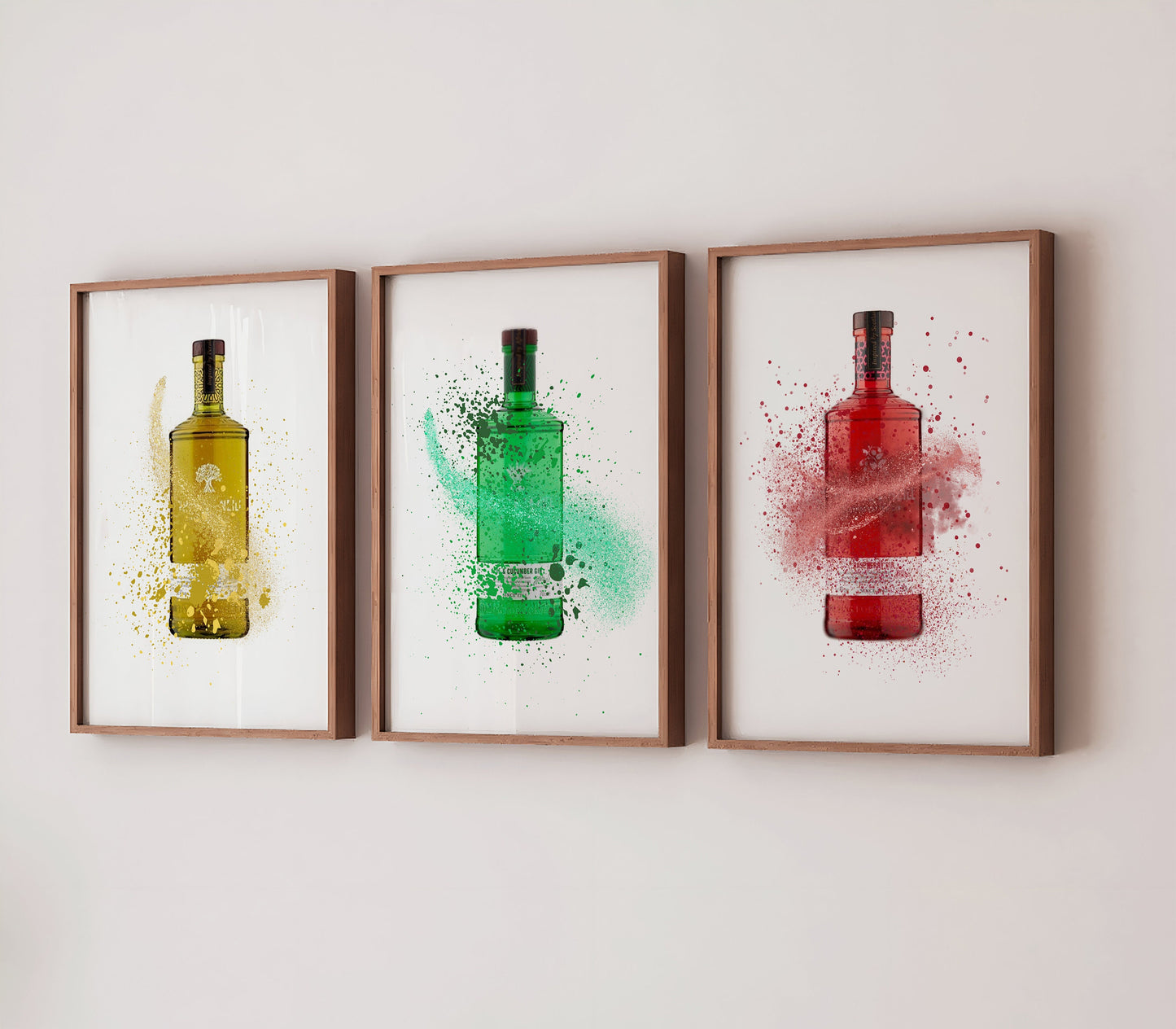 Rainbow Gin Bottle Watercolor Print: Home Bar Art