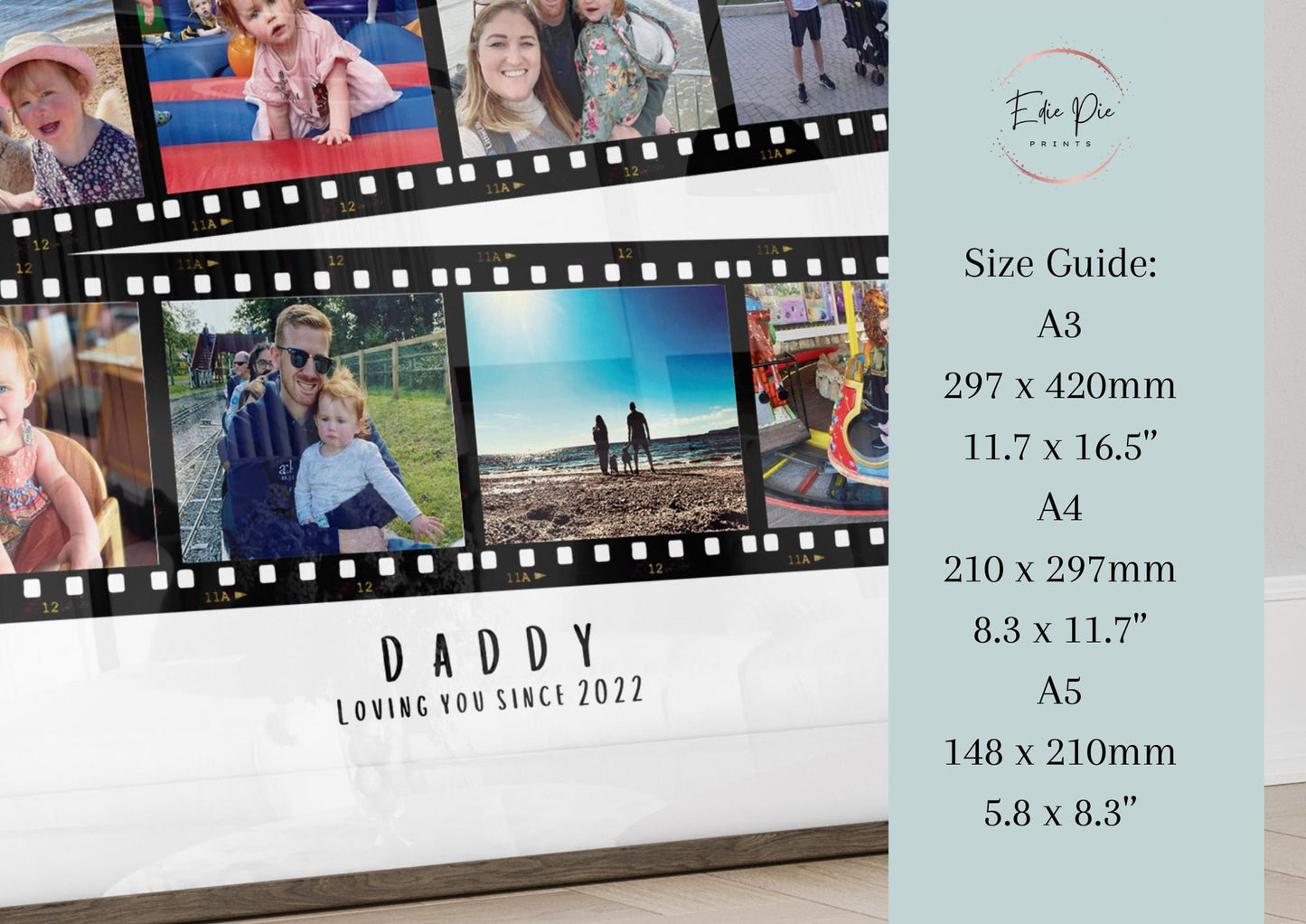 Personalised Dad Photo Collage Print, Father's Day Gift, Custom Print for Daddy, Daddy Gift for Him, Photo Collage from Son Daughter