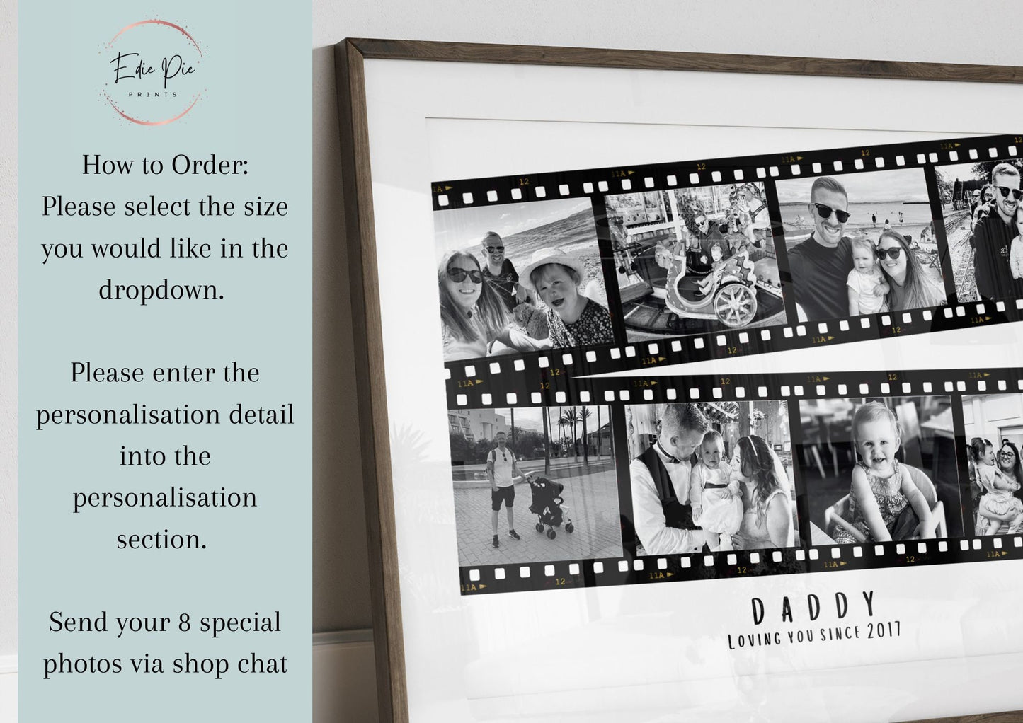 Personalised Dad Photo Collage Print, Father's Day Gift, Custom Print for Daddy, Daddy Gift for Him, Photo Collage from Son Daughter