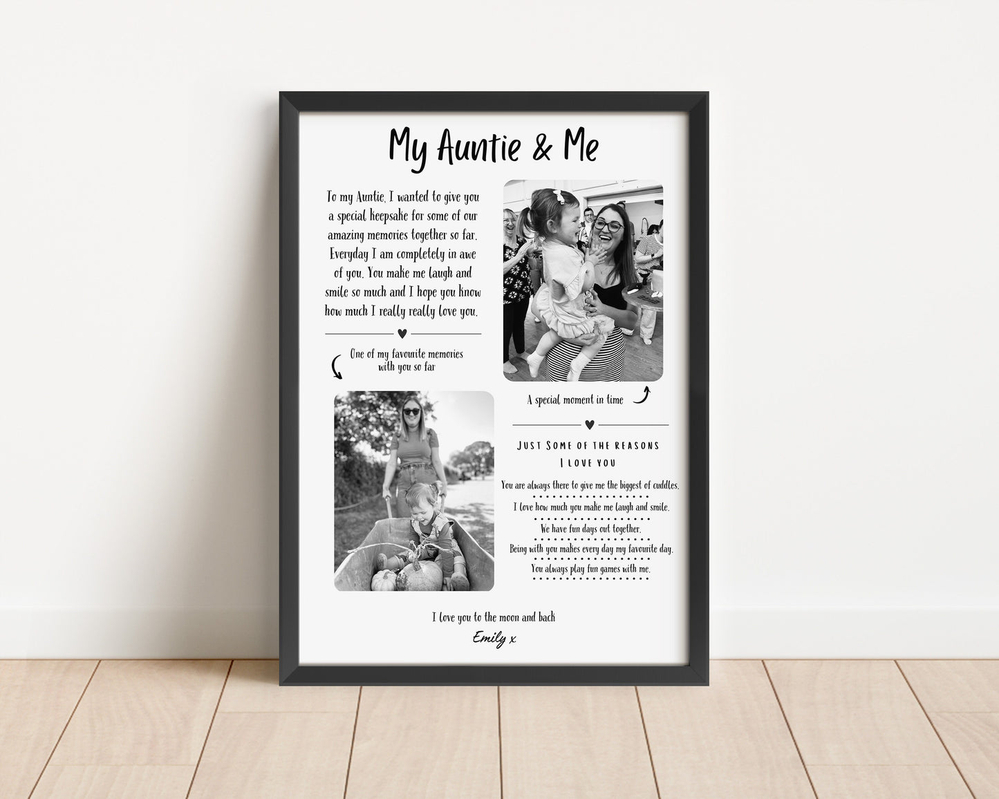 Custom Auntie Photo Gift Print: Reasons I Love You
