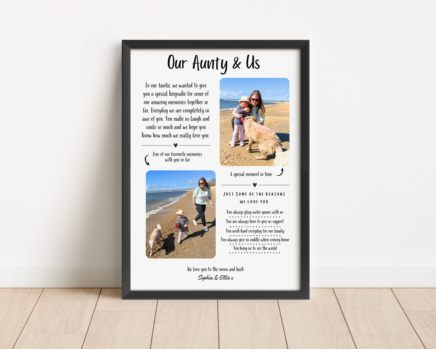 Custom Auntie Photo Gift Print: Reasons I Love You